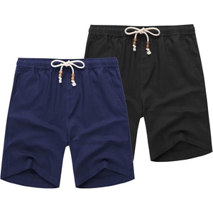 image:imageCOOFANDY Mens Linen Shorts Casual 9 7 Elastic Waist Drawstring Summer Beach ShortsBlack  Navy Blue