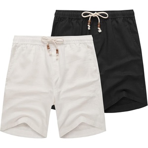 image:imageCOOFANDY Mens Linen Shorts Casual 9 7 Elastic Waist Drawstring Summer Beach ShortsBlack White