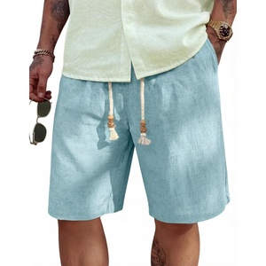 image:imageCOOFANDY Mens Linen Shorts Casual 9 7 Elastic Waist Drawstring Summer Beach ShortsCeladon Green