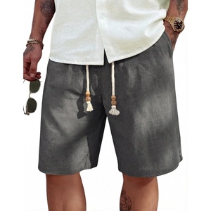 image:imageCOOFANDY Mens Linen Shorts Casual 9 7 Elastic Waist Drawstring Summer Beach ShortsDark Grey