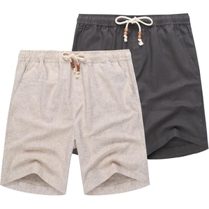 image:imageCOOFANDY Mens Linen Shorts Casual 9 7 Elastic Waist Drawstring Summer Beach ShortsDark Grey Khaki