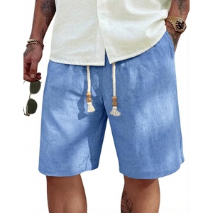 image:imageCOOFANDY Mens Linen Shorts Casual 9 7 Elastic Waist Drawstring Summer Beach ShortsDenim Blue