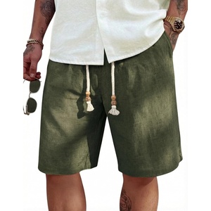 image:imageCOOFANDY Mens Linen Shorts Casual 9 7 Elastic Waist Drawstring Summer Beach ShortsGreen