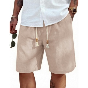 image:imageCOOFANDY Mens Linen Shorts Casual 9 7 Elastic Waist Drawstring Summer Beach ShortsKhaki