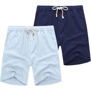 image:imageCOOFANDY Mens Linen Shorts Casual 9 7 Elastic Waist Drawstring Summer Beach ShortsLight Blue Navy Blue