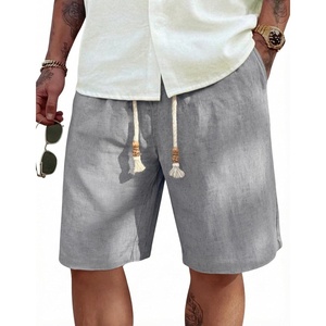 image:imageCOOFANDY Mens Linen Shorts Casual 9 7 Elastic Waist Drawstring Summer Beach ShortsLight Grey