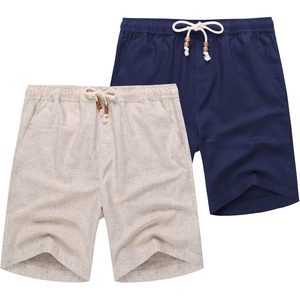 image:imageCOOFANDY Mens Linen Shorts Casual 9 7 Elastic Waist Drawstring Summer Beach ShortsLight Khaki Navy Blue