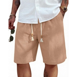 image:imageCOOFANDY Mens Linen Shorts Casual 9 7 Elastic Waist Drawstring Summer Beach ShortsLight Tan