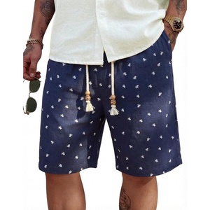 image:imageCOOFANDY Mens Linen Shorts Casual 9 7 Elastic Waist Drawstring Summer Beach ShortsNavy Pineapple