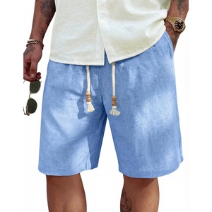 image:imageCOOFANDY Mens Linen Shorts Casual 9 7 Elastic Waist Drawstring Summer Beach ShortsSky Blue