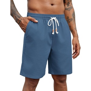 image:imageCOOFANDY Mens Linen Shorts Casual Drawstring Elastic Waist Lightweight Summer Vacation Beach ShortsDark Blue