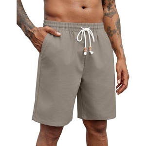image:imageCOOFANDY Mens Linen Shorts Casual Drawstring Elastic Waist Lightweight Summer Vacation Beach ShortsDark Grey