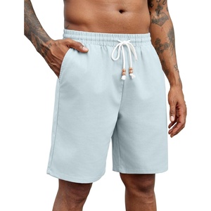 image:imageCOOFANDY Mens Linen Shorts Casual Drawstring Elastic Waist Lightweight Summer Vacation Beach ShortsLight Blue