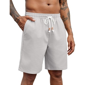 image:imageCOOFANDY Mens Linen Shorts Casual Drawstring Elastic Waist Lightweight Summer Vacation Beach ShortsLight Grey