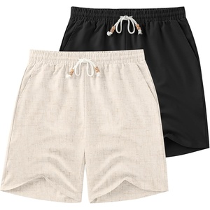image:imageCOOFANDY Mens Linen Shorts Casual Drawstring Elastic Waist Lightweight Summer Vacation Beach ShortsLight Khaki  Black