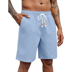 image:imageCOOFANDY Mens Linen Shorts Casual Drawstring Elastic Waist Lightweight Summer Vacation Beach ShortsSky Blue
