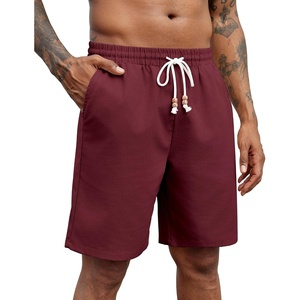 image:imageCOOFANDY Mens Linen Shorts Casual Drawstring Elastic Waist Lightweight Summer Vacation Beach ShortsWine Red