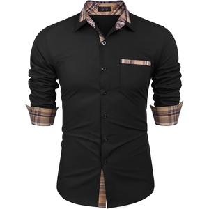 image:imageCOOFANDY Mens Long Sleeve Dress Shirt Plaid Collar Casual Button Down ShirtsBlack
