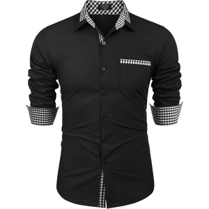 image:imageCOOFANDY Mens Long Sleeve Dress Shirt Plaid Collar Casual Button Down ShirtsCheck Patternblack