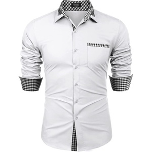 image:imageCOOFANDY Mens Long Sleeve Dress Shirt Plaid Collar Casual Button Down ShirtsCheck Patternwhite