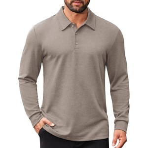 image:imageCOOFANDY Mens Long Sleeve Polo Shirts Business Casual Collared Shirts Work Office Top Lightweight Button Golf ShirtBrown Gray