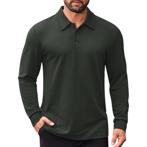 image:imageCOOFANDY Mens Long Sleeve Polo Shirts Business Casual Collared Shirts Work Office Top Lightweight Button Golf ShirtDark Army Green