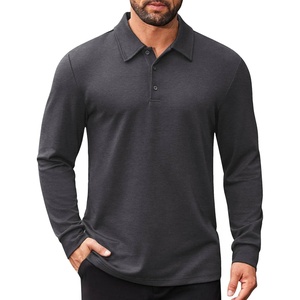 image:imageCOOFANDY Mens Long Sleeve Polo Shirts Business Casual Collared Shirts Work Office Top Lightweight Button Golf ShirtDark Gray