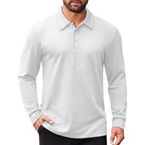 image:imageCOOFANDY Mens Long Sleeve Polo Shirts Business Casual Collared Shirts Work Office Top Lightweight Button Golf ShirtWhite