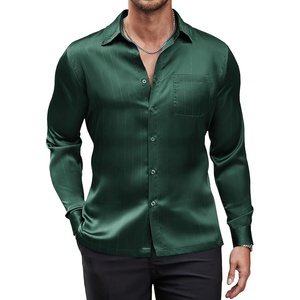 image:imageCOOFANDY Mens Luxury Satin Dress Shirt Shiny Silk Long Sleeve Button Up Shirts Wedding Shirt Party Prom