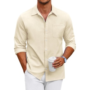 image:imageCOOFANDY Mens Oxford Shirt Long Sleeve Casual Button Down Shirts Regular Fit Dress ShirtsBeige
