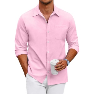 image:imageCOOFANDY Mens Oxford Shirt Long Sleeve Casual Button Down Shirts Regular Fit Dress ShirtsLight Pink
