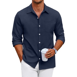 image:imageCOOFANDY Mens Oxford Shirt Long Sleeve Casual Button Down Shirts Regular Fit Dress ShirtsNavy Blue