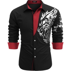 image:imageCOOFANDY Mens Print Button Down Dress Shirt Fashion Long Sleeve Casual Shirts01black Tiger