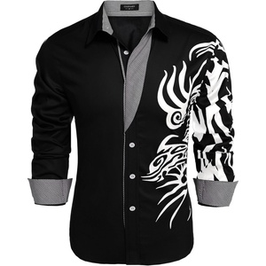 image:imageCOOFANDY Mens Print Button Down Dress Shirt Fashion Long Sleeve Casual ShirtsBlack