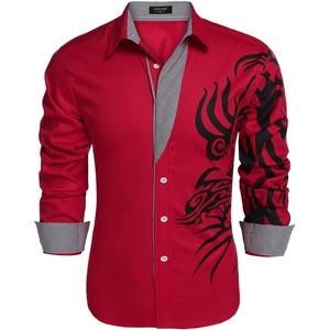 image:imageCOOFANDY Mens Print Button Down Dress Shirt Fashion Long Sleeve Casual ShirtsRed