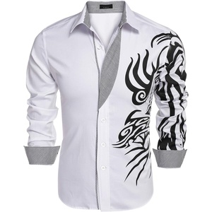 image:imageCOOFANDY Mens Print Button Down Dress Shirt Fashion Long Sleeve Casual ShirtsWhite