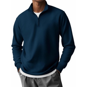 image:imageCOOFANDY Mens Quarter Zip Mock Neck Pullover SweaterNavy Blue