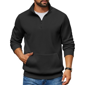 image:imageCOOFANDY Mens Quarter Zip Pullover Fleece Lined Sweatshirts Long Sleeve Mock Neck Sweater with PocketBlack