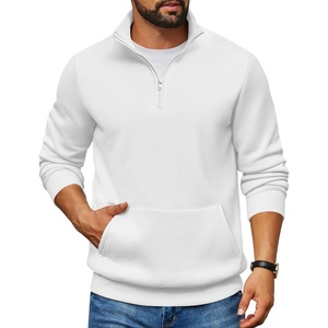 image:imageCOOFANDY Mens Quarter Zip Pullover Fleece Lined Sweatshirts Long Sleeve Mock Neck Sweater with PocketWhite