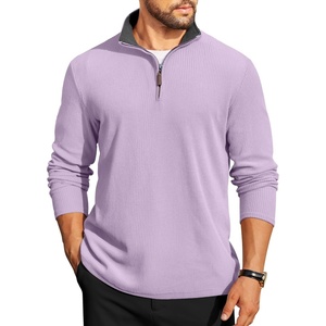 image:imageCOOFANDY Mens Quarter Zip Pullover Lightweight Sweater Casual Long Sleeve Corduroy Half Zip SweatshirtPurple