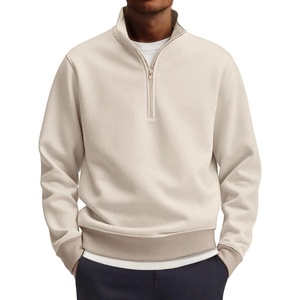 image:imageCOOFANDY Mens Quarter Zip Pullover Mock Neck Lightweight Sweatshirt Long Sleeve Polo Shirt Business Casual Pullover TopBeige