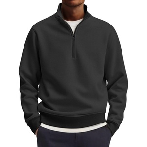image:imageCOOFANDY Mens Quarter Zip Pullover Mock Neck Lightweight Sweatshirt Long Sleeve Polo Shirt Business Casual Pullover TopBlack