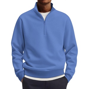 image:imageCOOFANDY Mens Quarter Zip Pullover Mock Neck Lightweight Sweatshirt Long Sleeve Polo Shirt Business Casual Pullover TopBlue