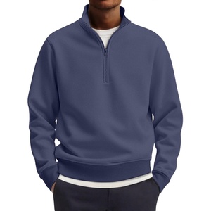 image:imageCOOFANDY Mens Quarter Zip Pullover Mock Neck Lightweight Sweatshirt Long Sleeve Polo Shirt Business Casual Pullover TopBluish Purple