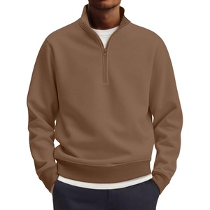 image:imageCOOFANDY Mens Quarter Zip Pullover Mock Neck Lightweight Sweatshirt Long Sleeve Polo Shirt Business Casual Pullover TopBrown