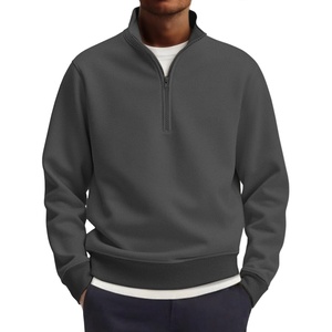 image:imageCOOFANDY Mens Quarter Zip Pullover Mock Neck Lightweight Sweatshirt Long Sleeve Polo Shirt Business Casual Pullover TopDark Gray