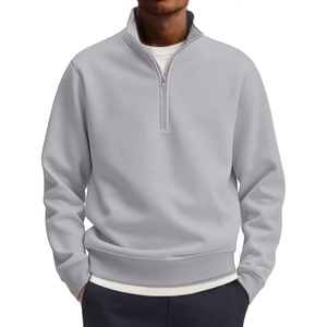 image:imageCOOFANDY Mens Quarter Zip Pullover Mock Neck Lightweight Sweatshirt Long Sleeve Polo Shirt Business Casual Pullover TopLight Gray