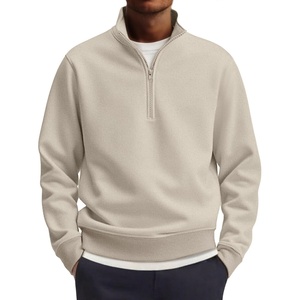 image:imageCOOFANDY Mens Quarter Zip Pullover Mock Neck Lightweight Sweatshirt Long Sleeve Polo Shirt Business Casual Pullover TopLight Khaki
