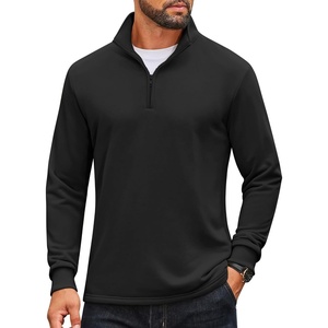 image:imageCOOFANDY Mens Quarter Zip Pullover Sweatshirt Mock Neck Quilted Sweatshirt Lightweight Casual Long Sleeve Polo ShirtBlack