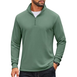 image:imageCOOFANDY Mens Quarter Zip Pullover Sweatshirt Mock Neck Quilted Sweatshirt Lightweight Casual Long Sleeve Polo ShirtDark Green